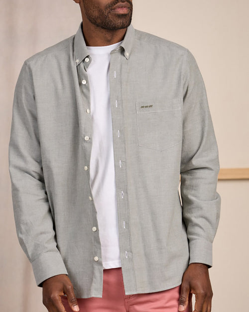 Chemise Homme Athletic Works – 3XL Gris Chiné – Manches Longues – 100% Coton