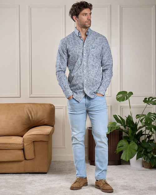 Chemise micro-motifs fleurs - MISE AU GREEN - 1