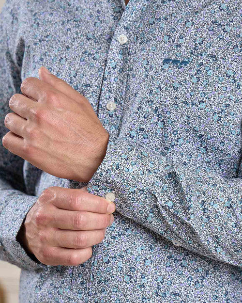 Chemise micro-motifs fleurs - MISE AU GREEN - 3