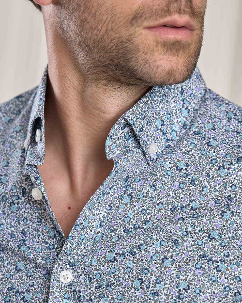 Chemise micro-motifs fleurs - MISE AU GREEN - 4