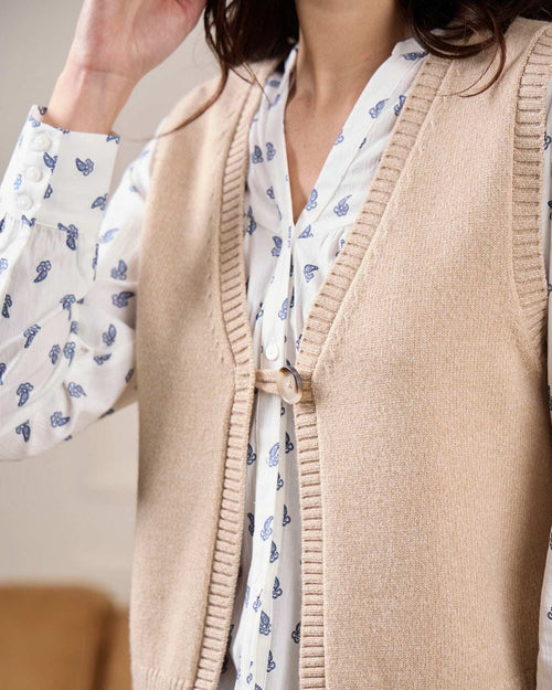 Cardigan Tricoté Sans Manches à Boutons Femme – 100% Acrylique Doux – Poches Avant – Gilet Léger Et Respirant