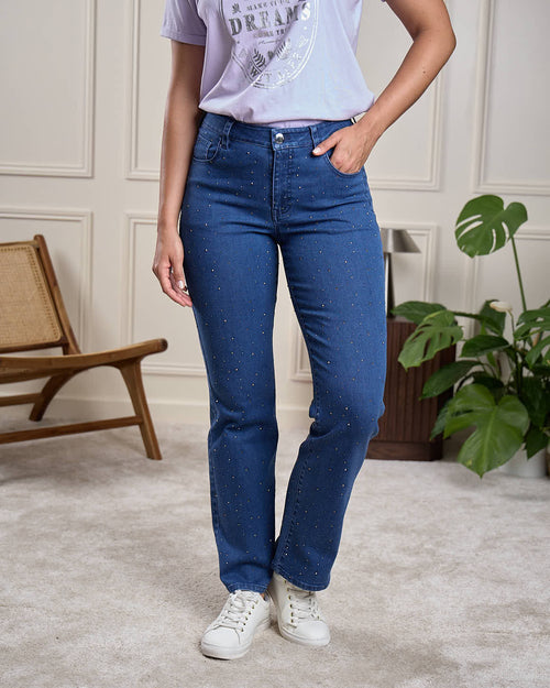 Jean bootcut à strass - MISE AU GREEN - 1