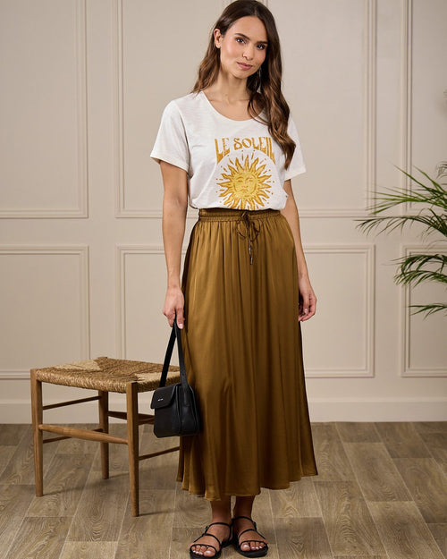 Jupe fluide satinée - MISE AU GREEN - 1