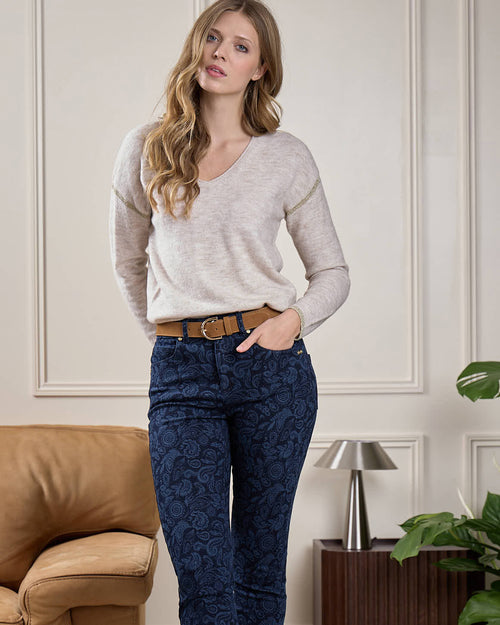 Pull lurex col V - MISE AU GREEN - 1