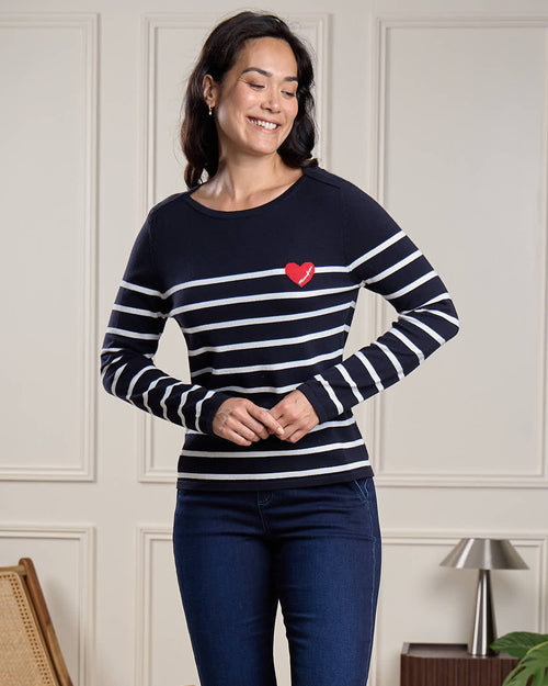 Pull marinière cœur Hélène - MISE AU GREEN - 1