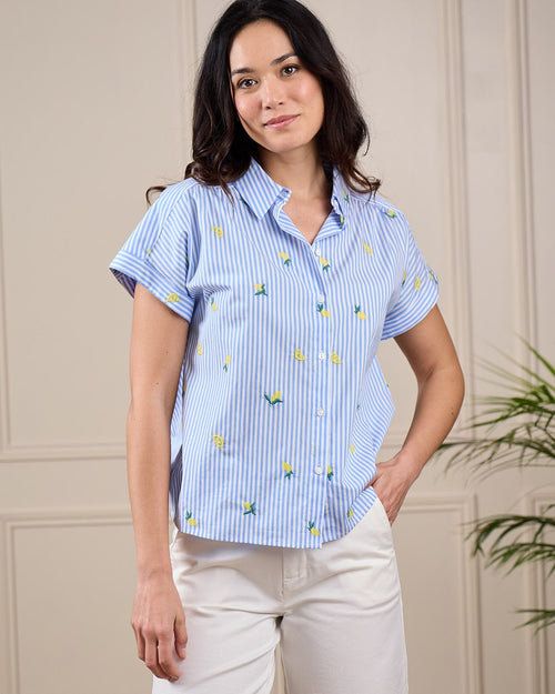 Top rayé brodé - MISE AU GREEN - 1