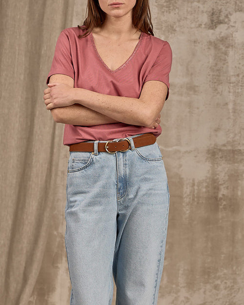 T-shirt col V lurex - MISE AU GREEN - 2