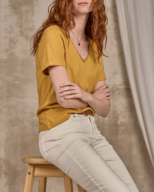 T-shirt col V lurex - MISE AU GREEN - 2