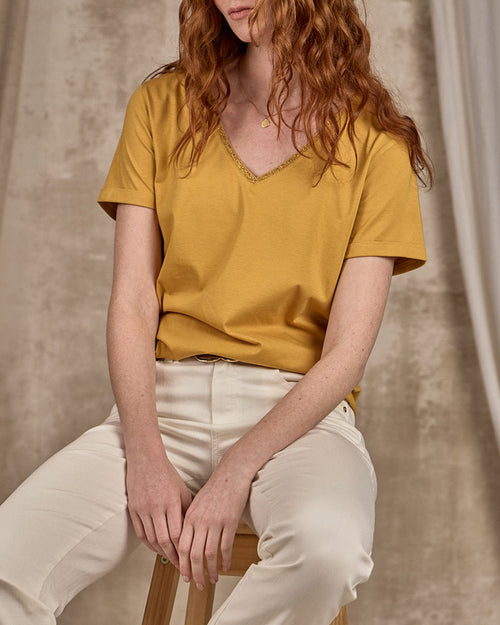 T-shirt col V lurex - MISE AU GREEN - 3