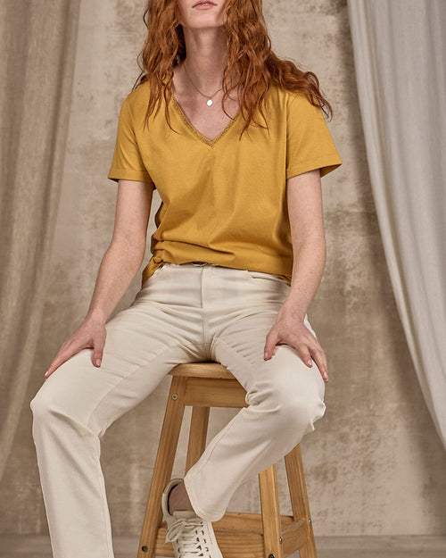 T-shirt col V lurex - MISE AU GREEN - 4