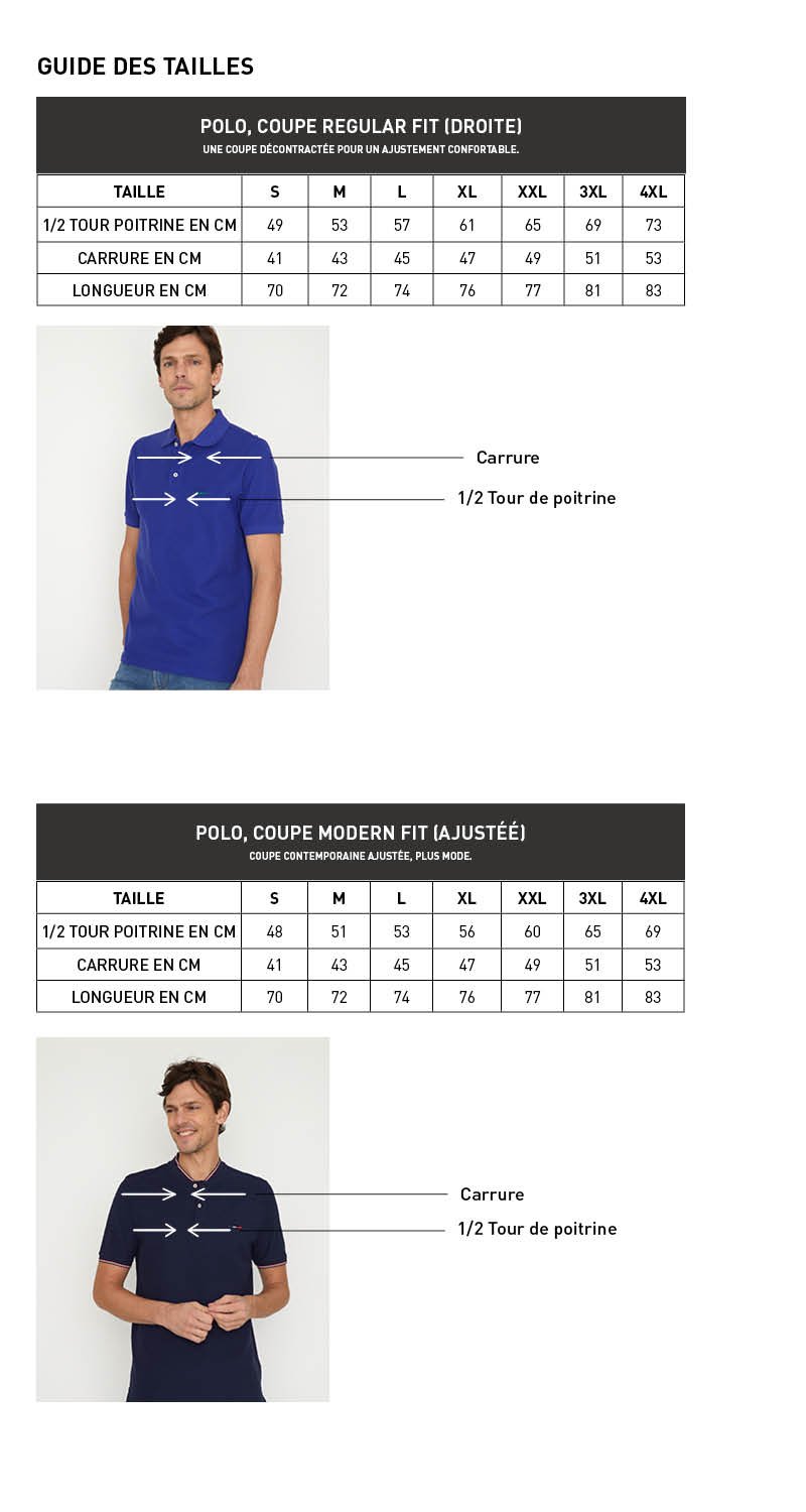 Guide taille polo homme