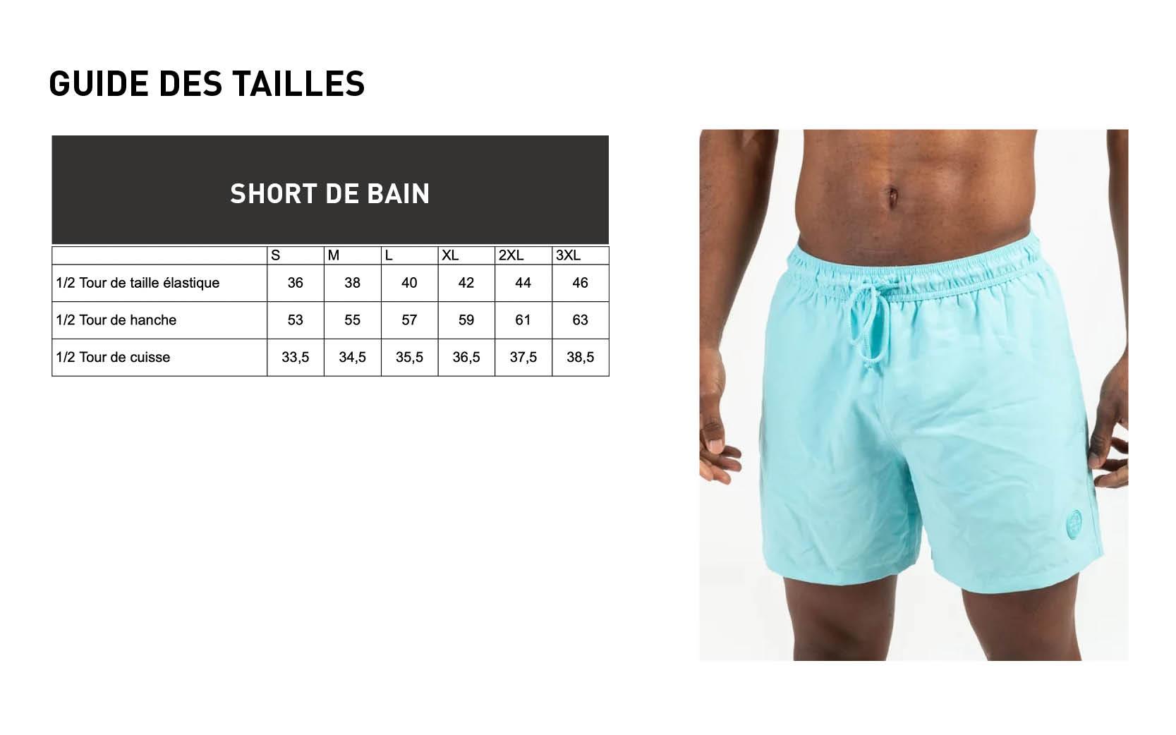 Guide des tailles short de bain