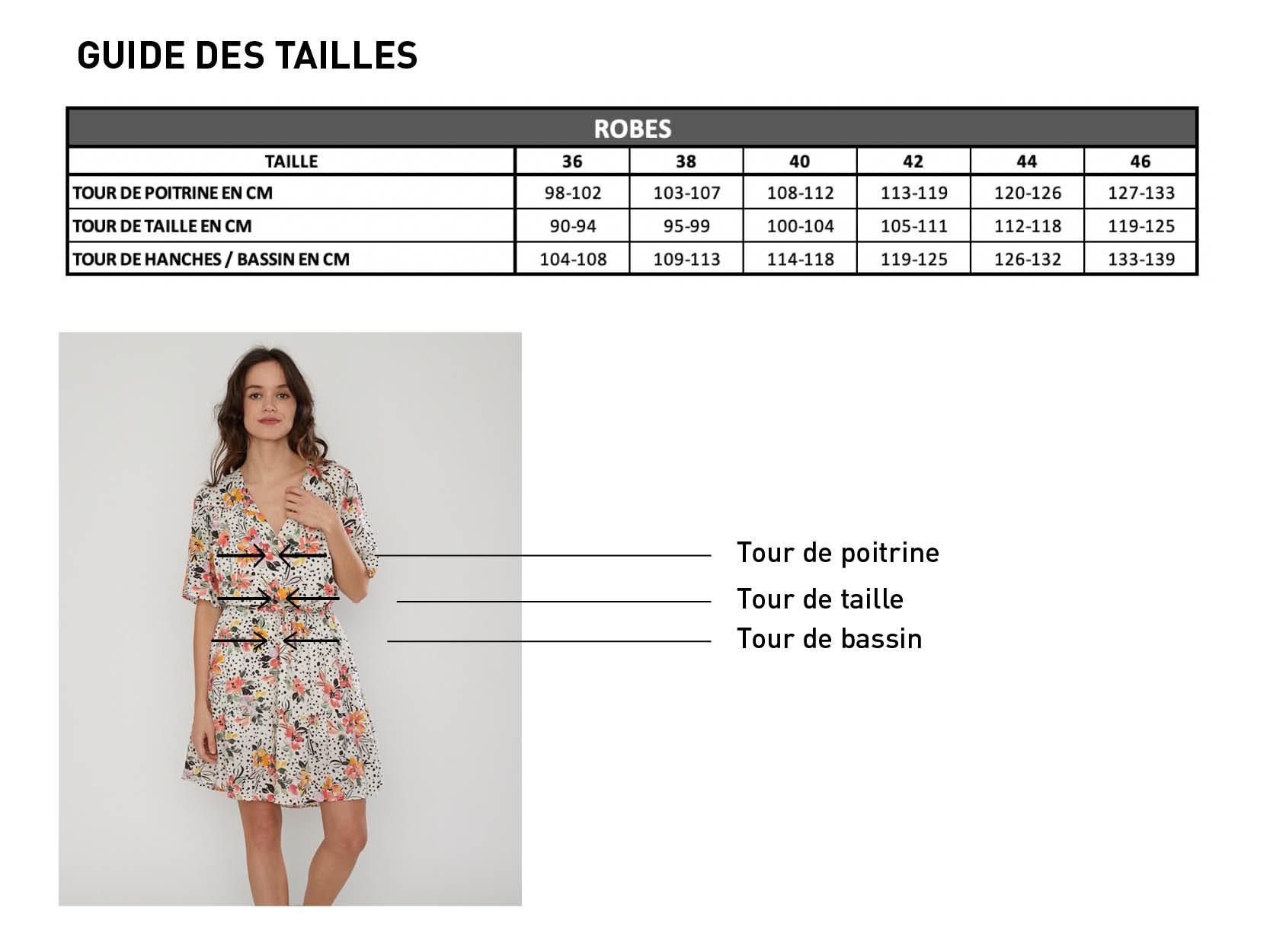 Guide des tailles robe femme