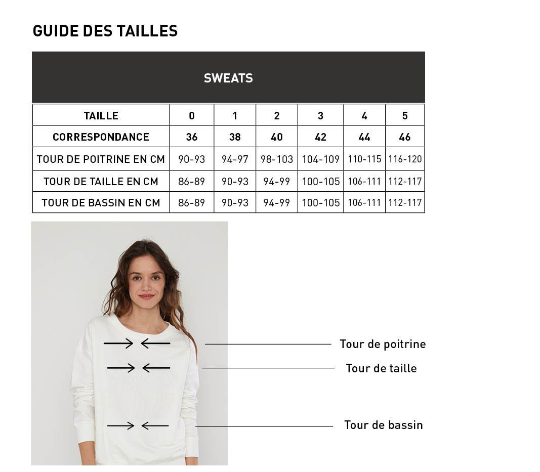 Guide des tailles sweat femme