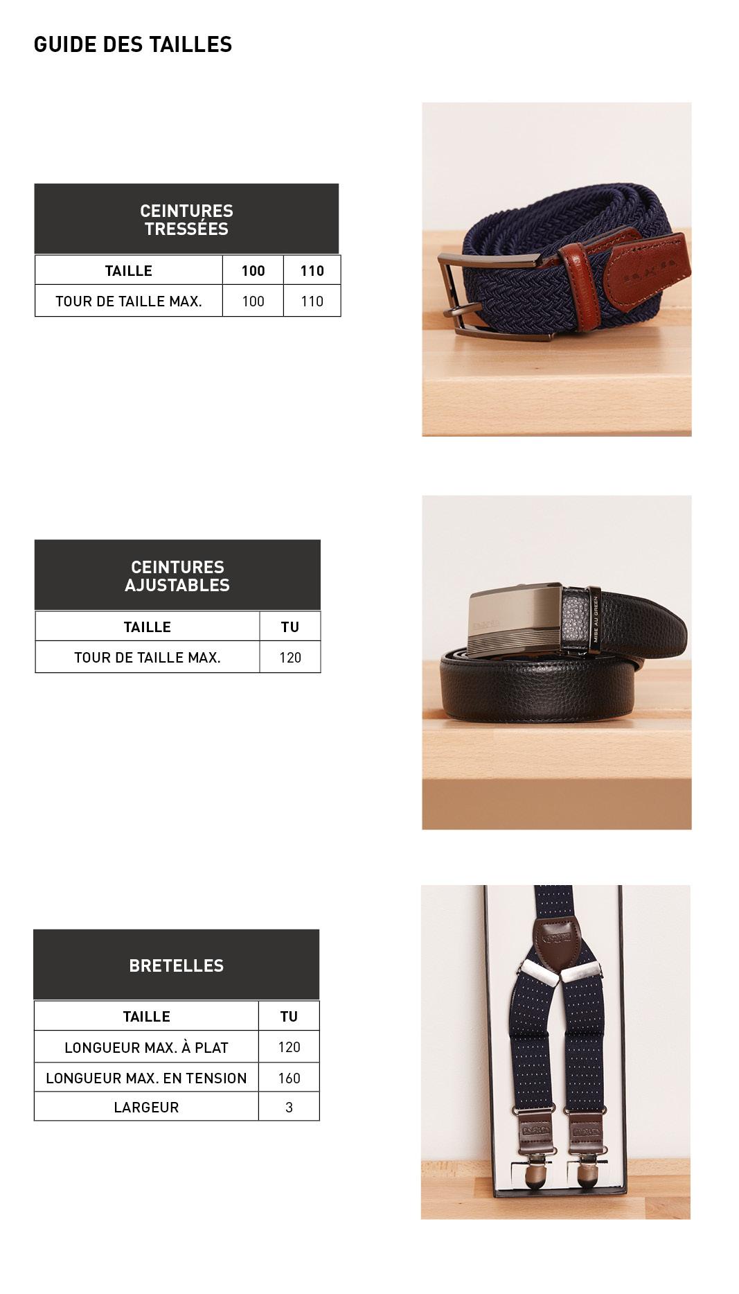Guide des tailles ceinture homme