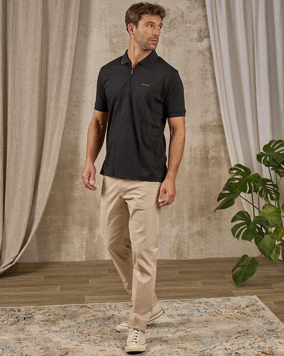 Polo col zippé noir