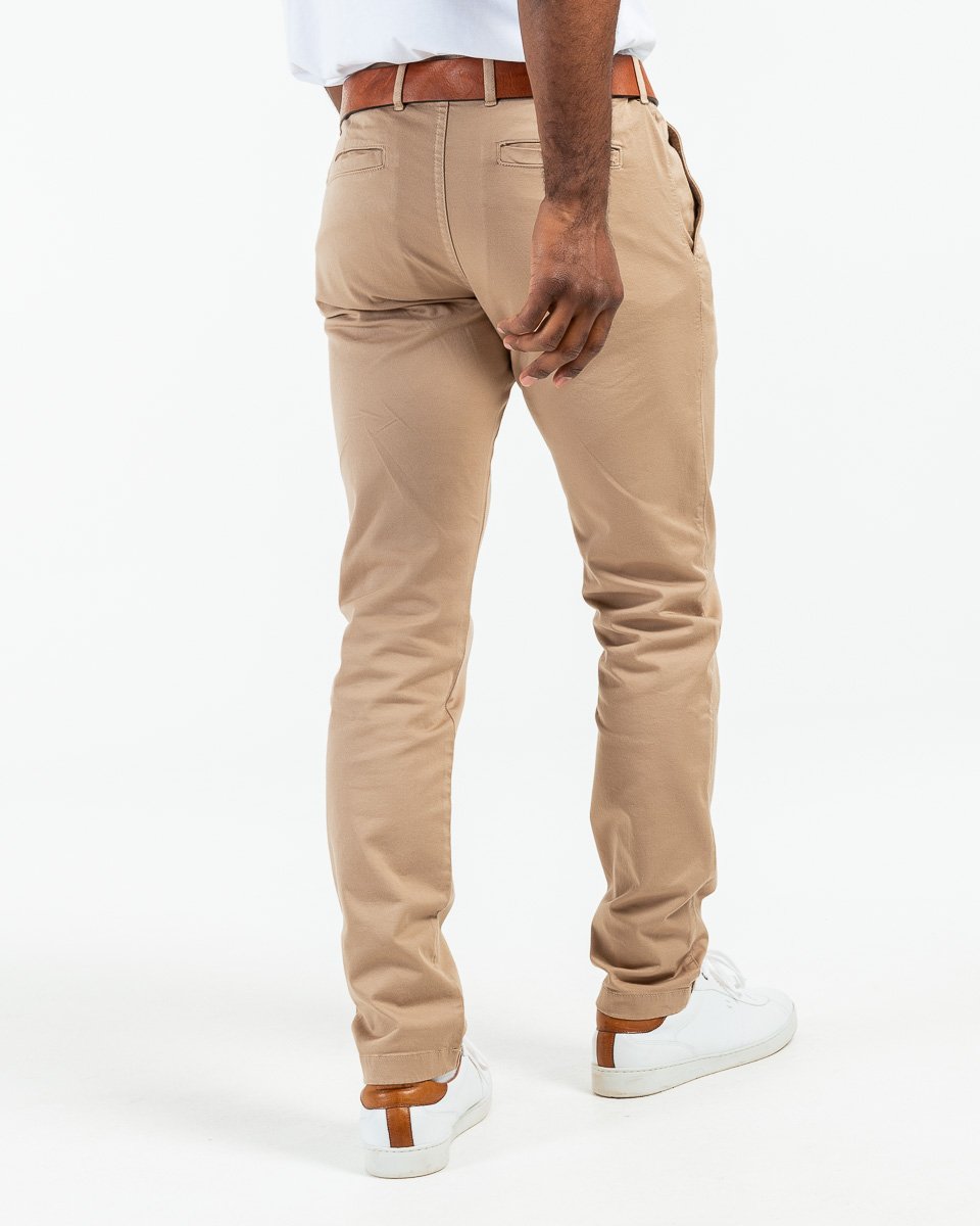 Pantalon chino taille élastique en coton gris