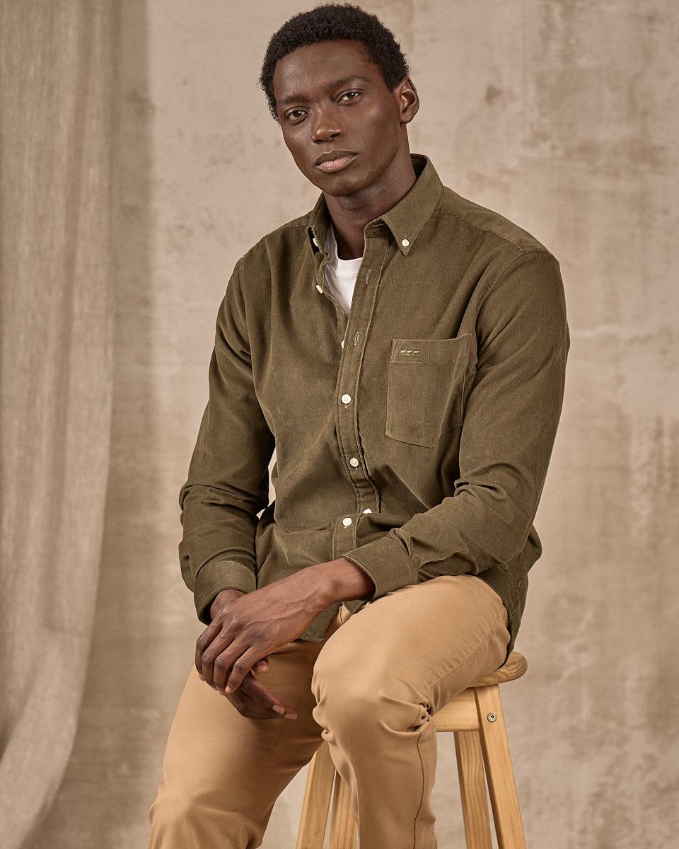 Chemise velours côtelé vert