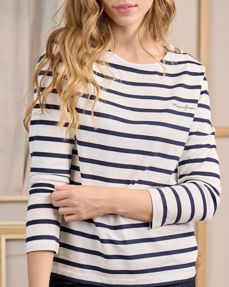 T-shirt marinière Cyrielle blanc