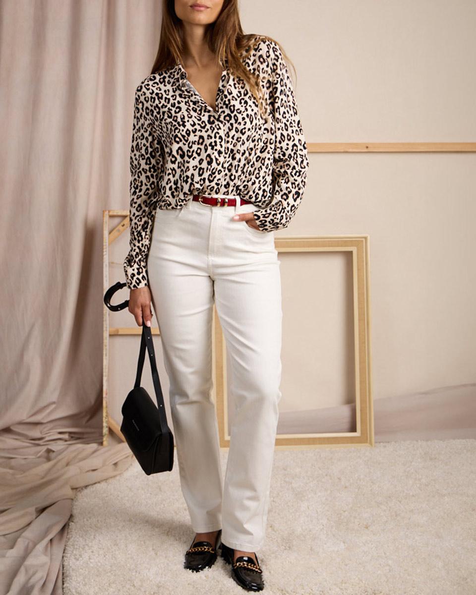 Chemisier léopard beige