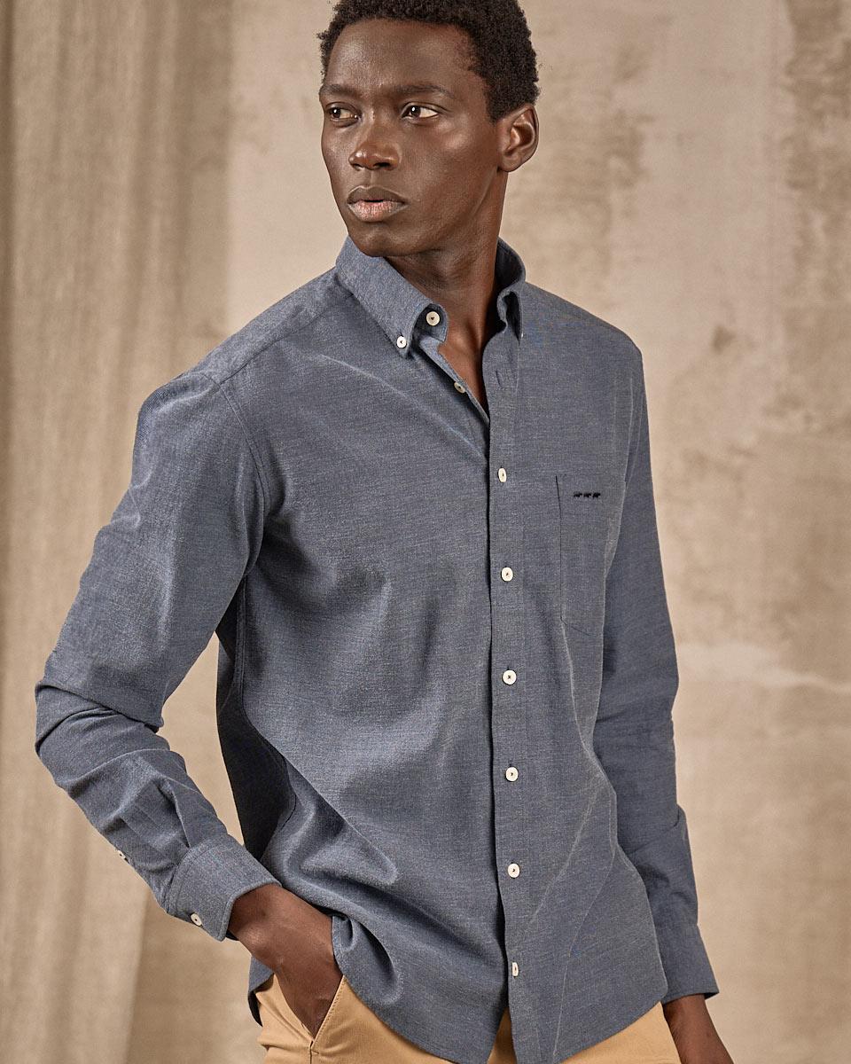 Chemise unie bleu