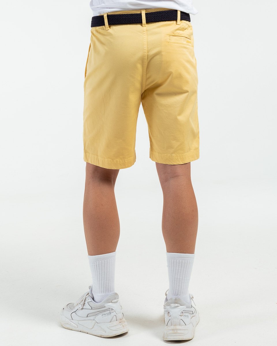 Bermuda chino uni taille élastique en coton jaune