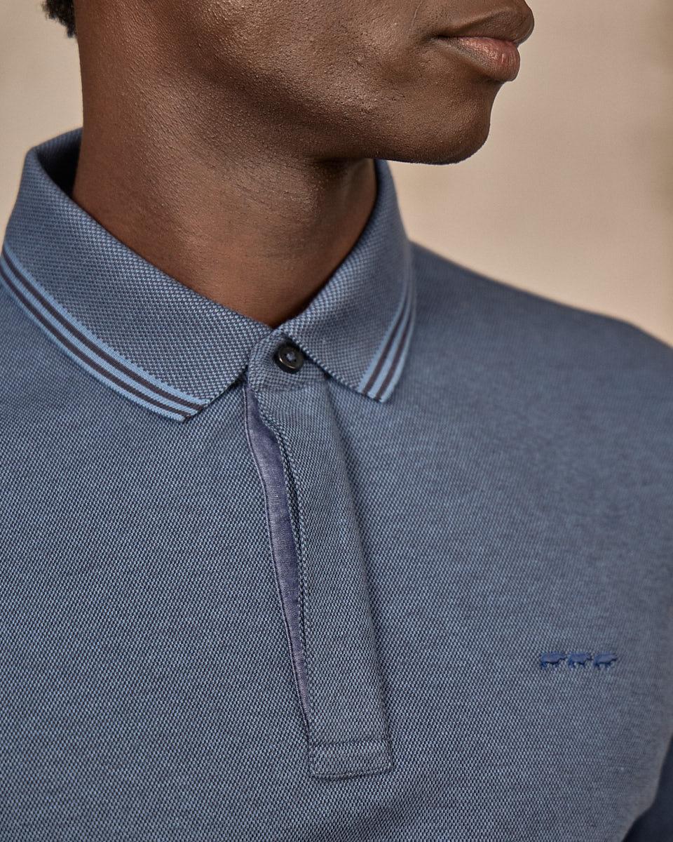 Polo manches longues bleu