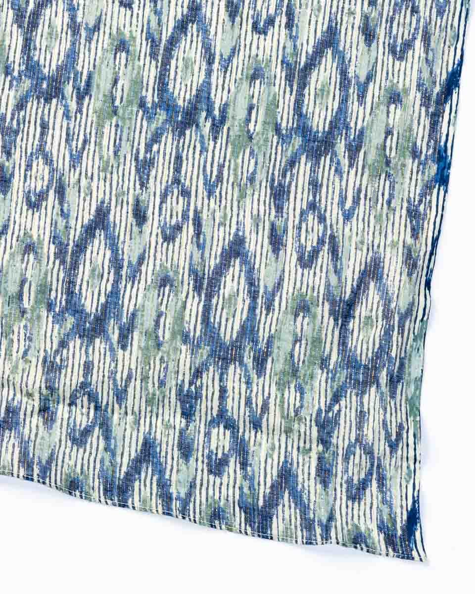 Chèche fantaisie abstrait en coton bleu