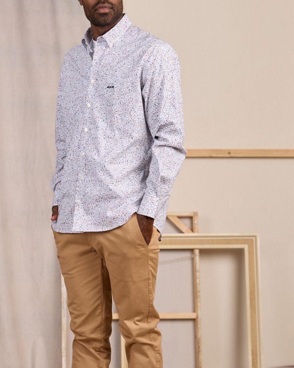 Chemise à imprimé végétal blanc