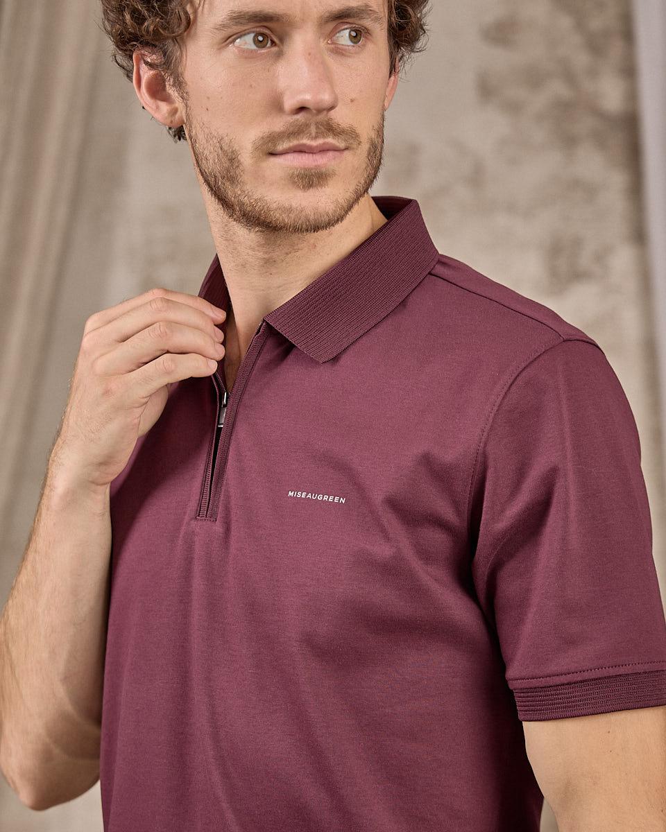 Polo col zippé rouge