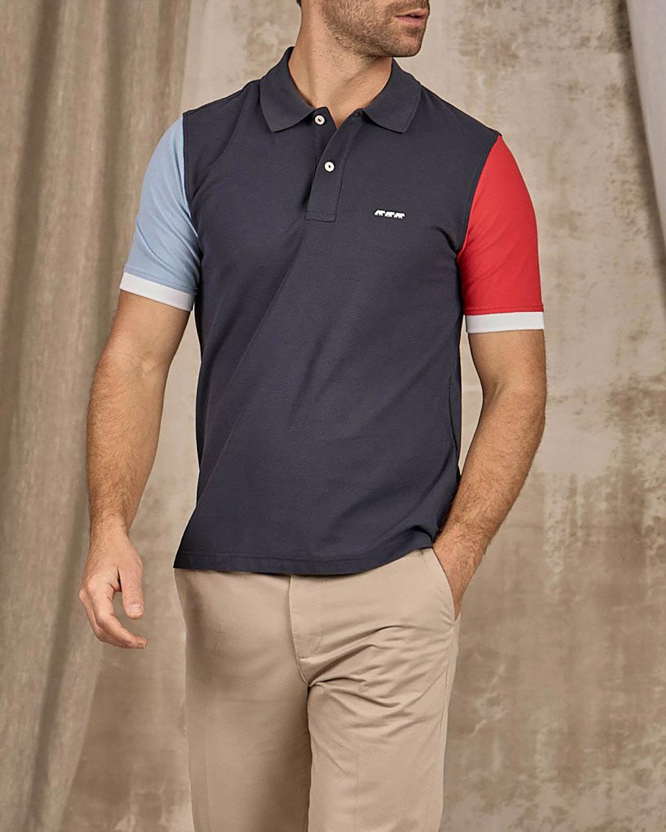 Polo color block bleu