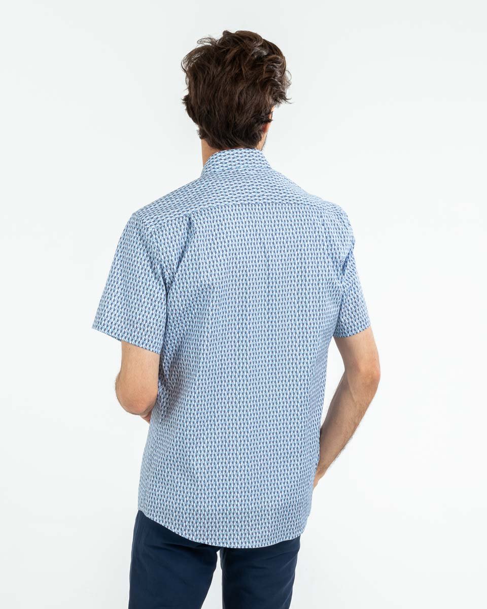 Chemise imprimée à manches courtes regular fit blanc