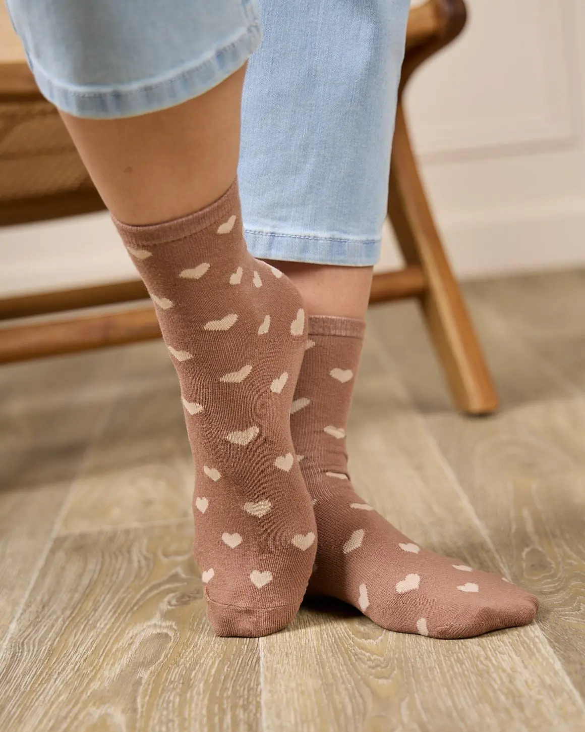 Chaussettes cœurs Guilie beige