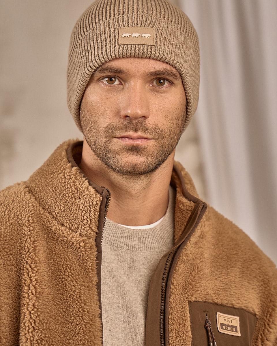 Bonnet en tricot beige