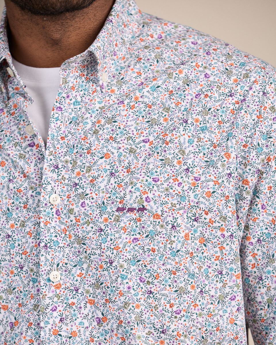 Chemise à imprimé floral blanc