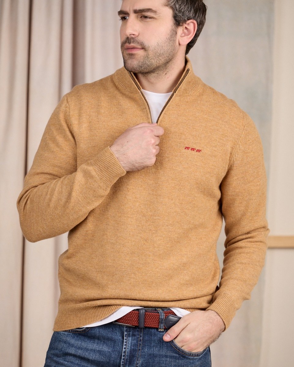 Pull col camionneur beige