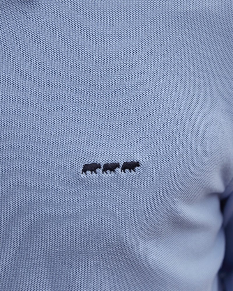 Chemise manches longues cintrée en coton piqué bleu