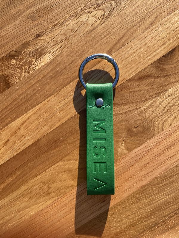 Porte-clés en simili cuir vert