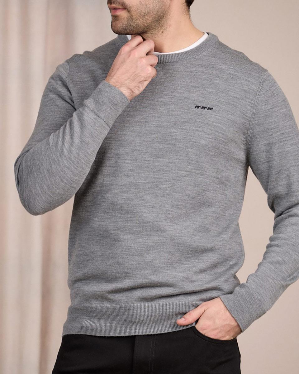 Pull col rond gris