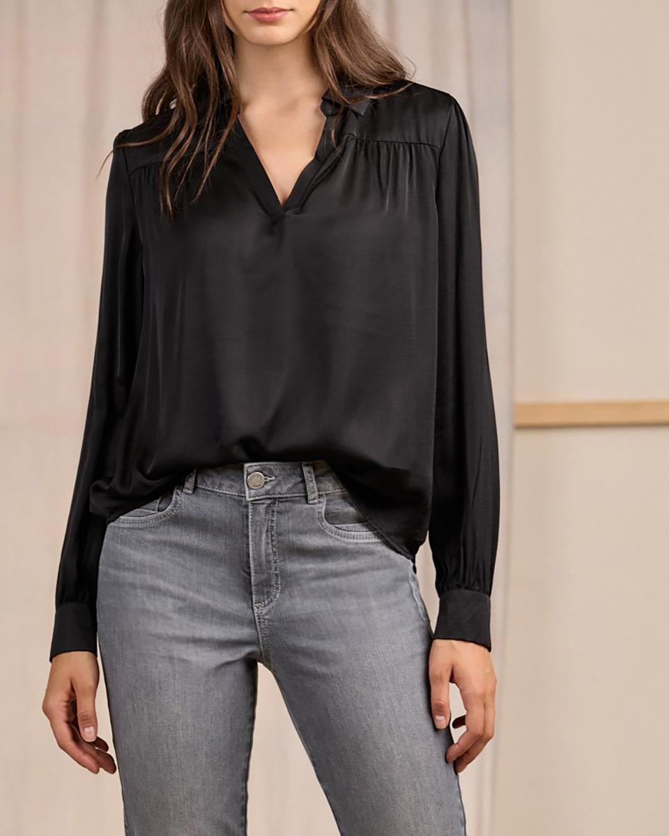 Blouse satinée noir