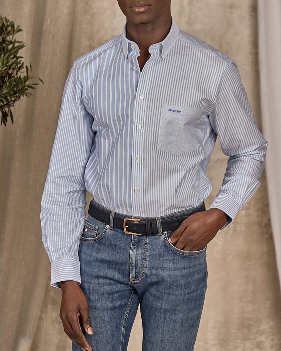 Chemise fantaisie rayée bleu