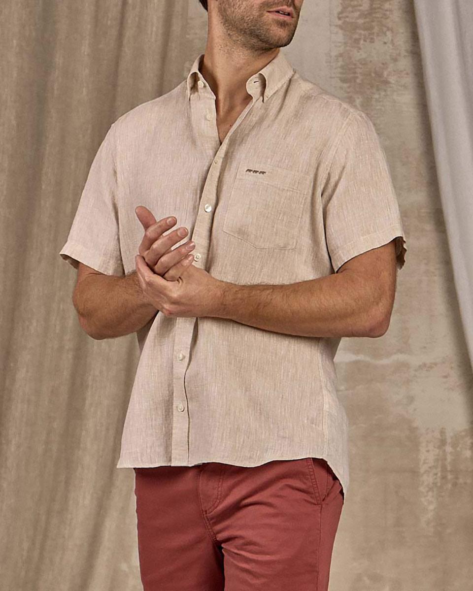 Chemise unie beige