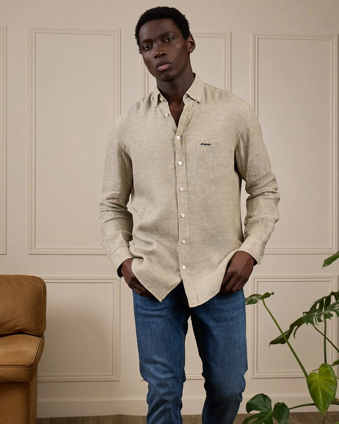 Chemise lin Gibson vert