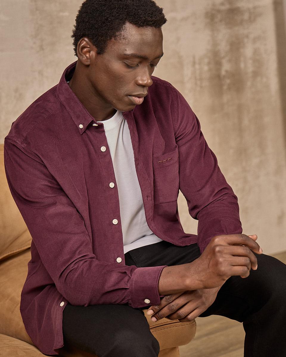 Chemise velours côtelé rouge