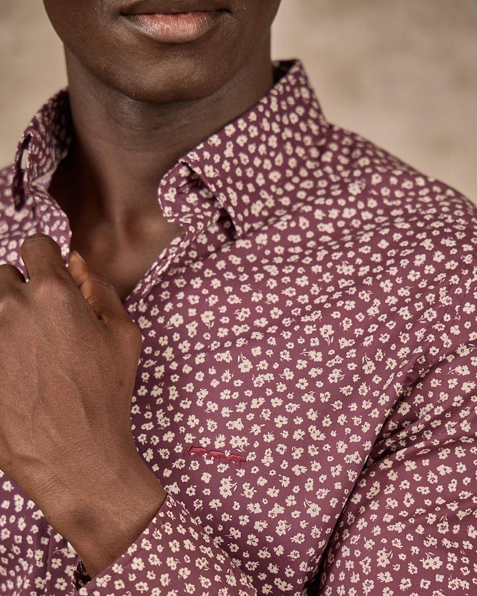 Chemise fleurie rouge