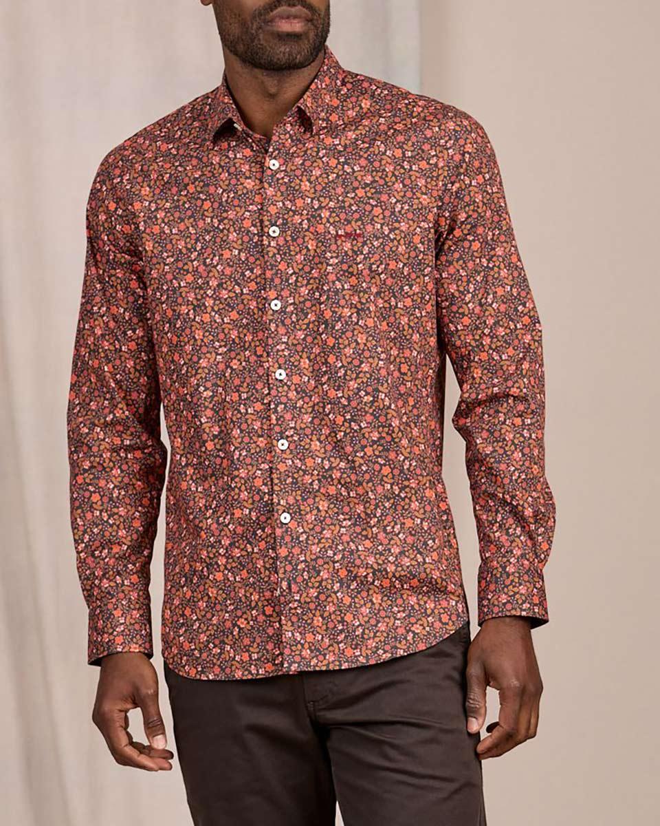 Chemise à imprimé floral noir