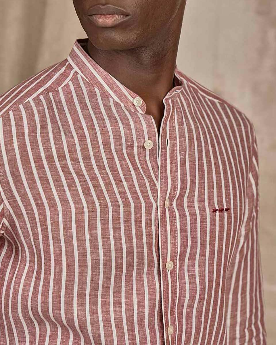 Chemise lin Dalian rouge