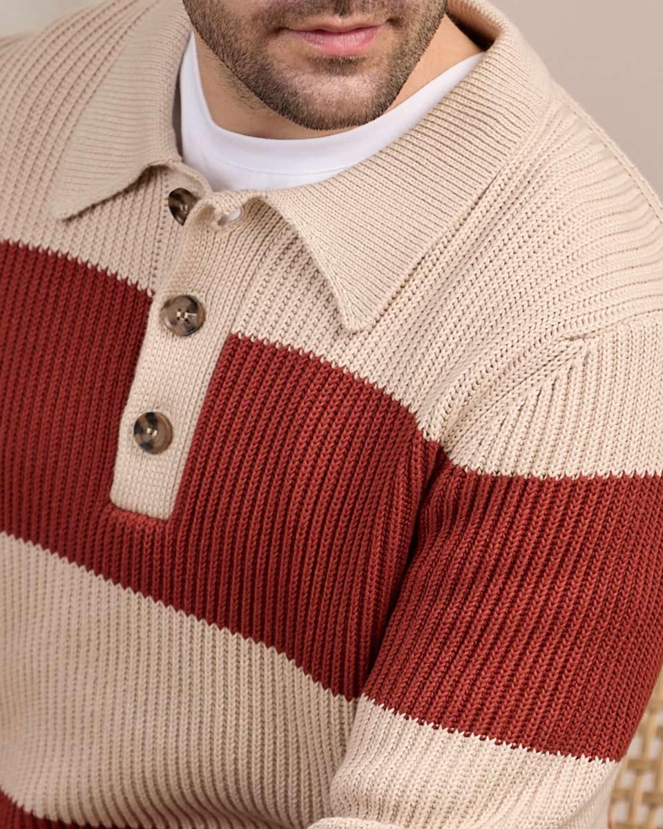 Pull col polo rouge