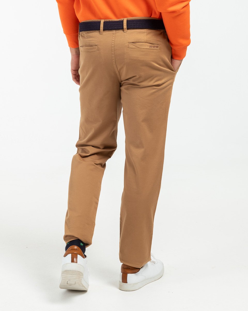 Pantalon chino taille élastique en coton gris
