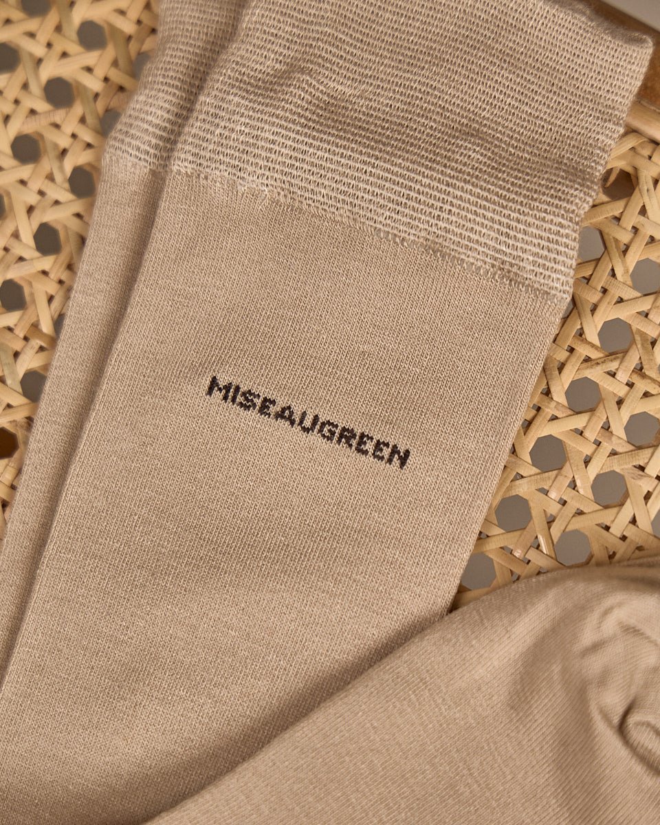 Chaussettes unies bambou beige
